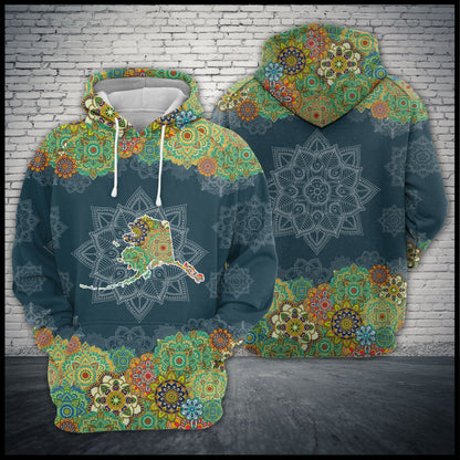 Alaska Floral Mandala Pullover Premium Hoodie, Perfect Outfit For Men And Women On Christmas New Year Autumn Winter