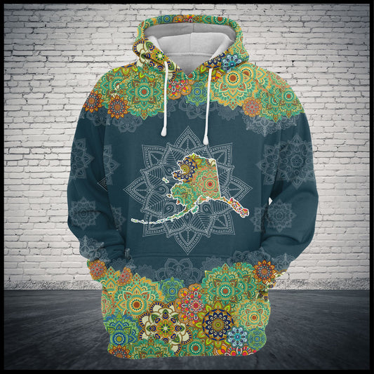 Alaska Floral Mandala Pullover Premium Hoodie, Perfect Outfit For Men And Women On Christmas New Year Autumn Winter