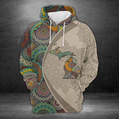 Michigan Mandala Pattern Pullover Premium Hoodie, Perfect Outfit For Men And Women On Christmas New Year Autumn Winter