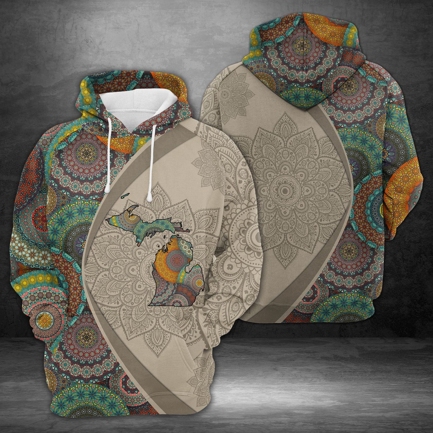 Michigan Mandala Pattern Pullover Premium Hoodie, Perfect Outfit For Men And Women On Christmas New Year Autumn Winter
