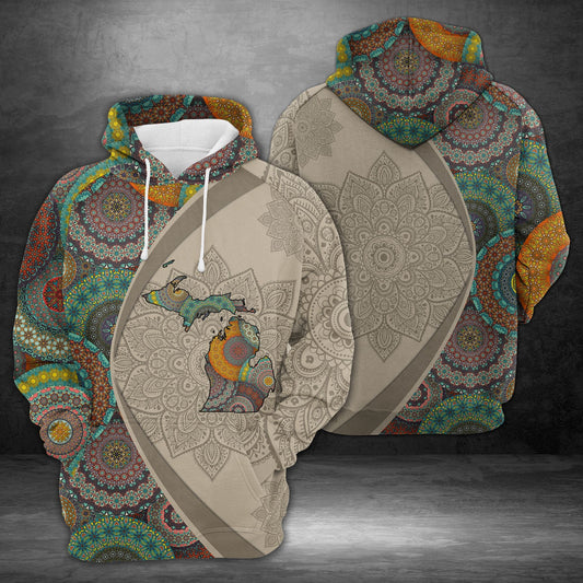 Michigan Mandala Pattern Pullover Premium Hoodie, Perfect Outfit For Men And Women On Christmas New Year Autumn Winter