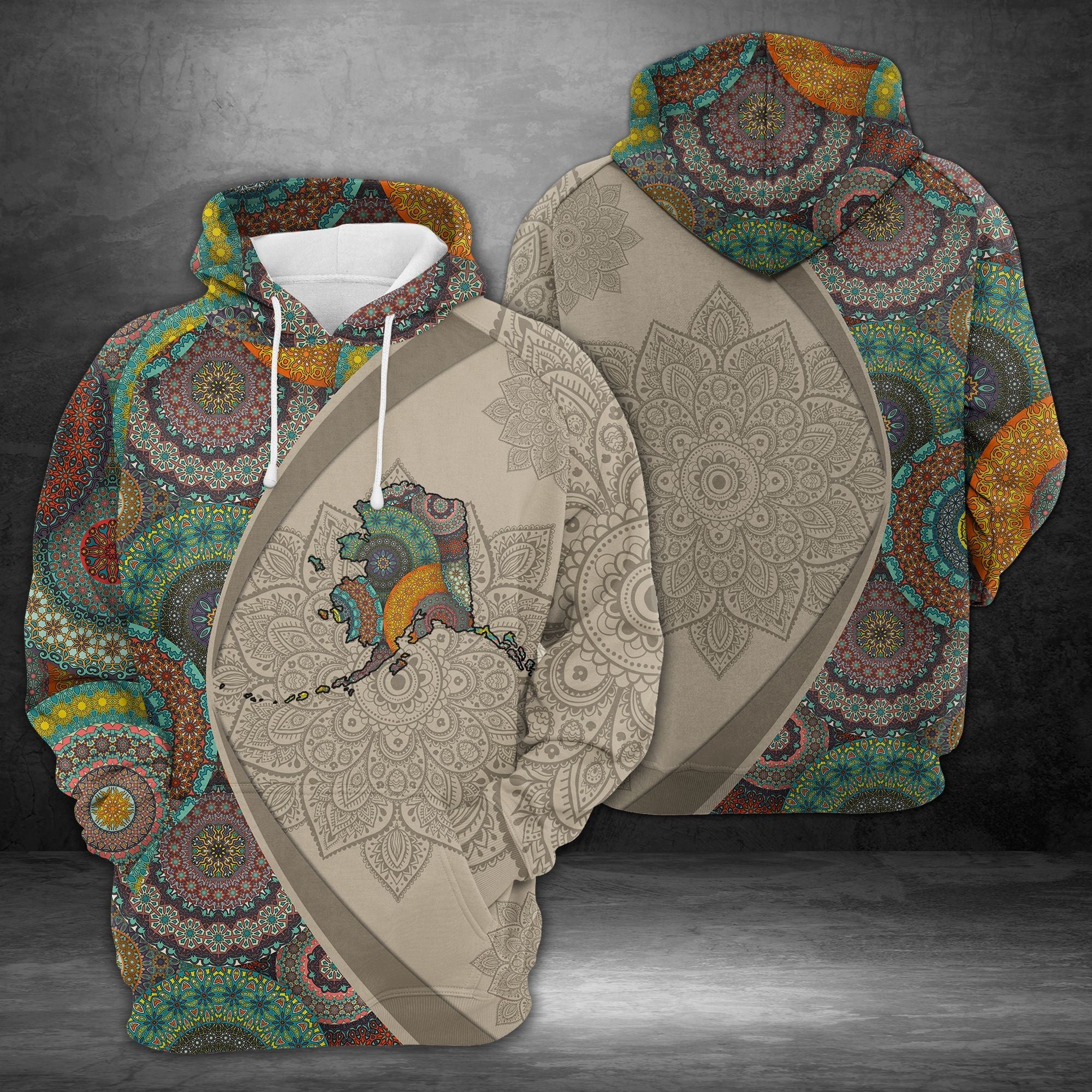 Alaska Mandala Pattern Pullover Premium Hoodie, Perfect Outfit For Men And Women On Christmas New Year Autumn Winter