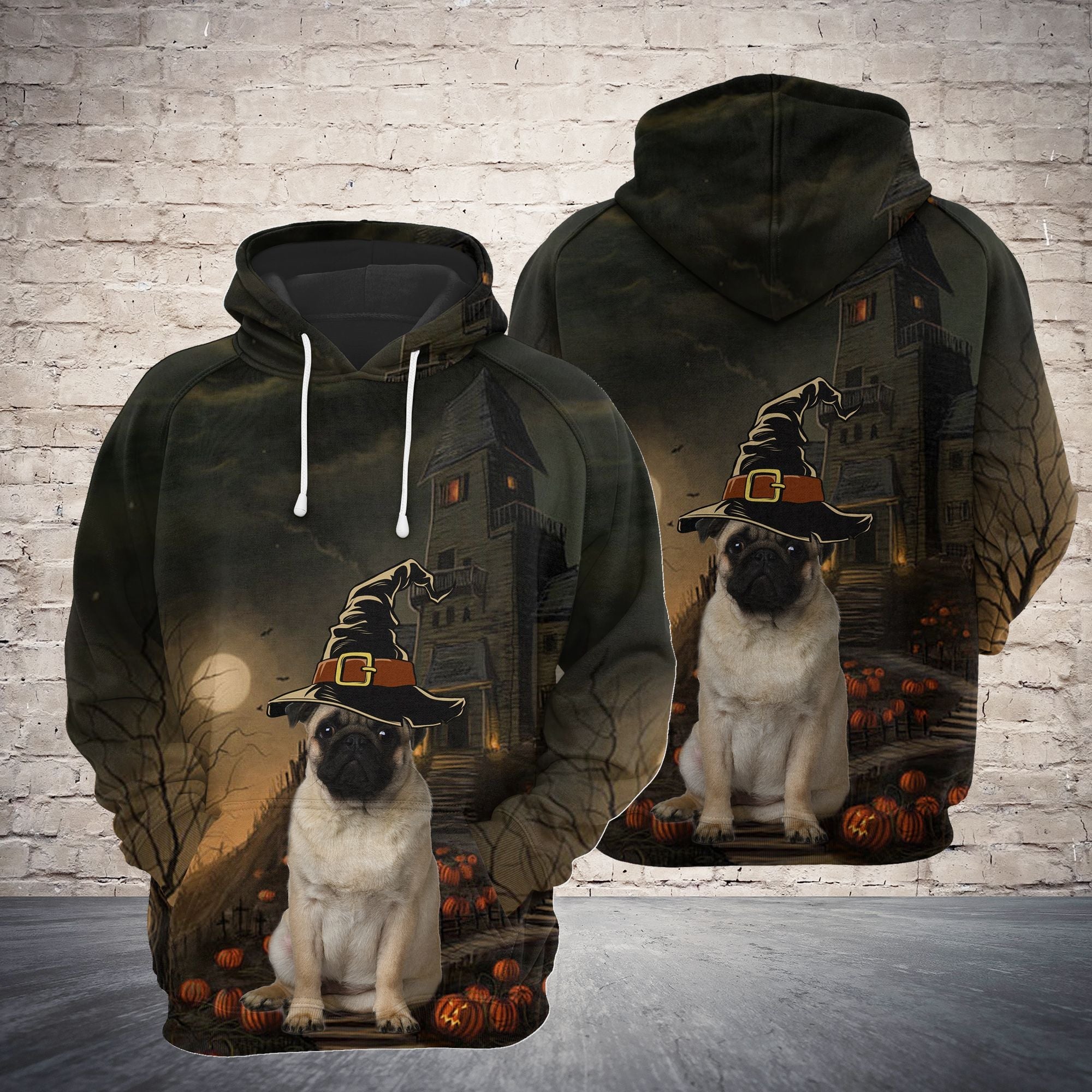 Pug Halloween Night Pullover Premium Hoodie, Perfect Outfit For Men And Women On Christmas New Year Autumn Winter