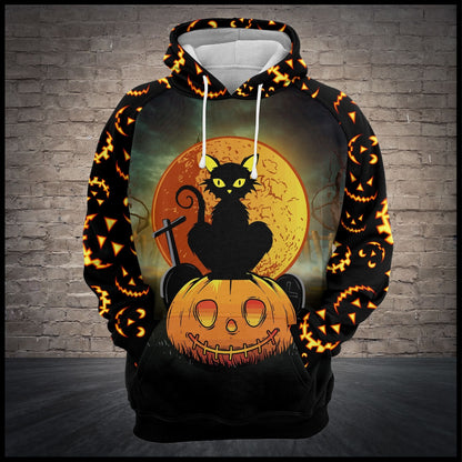 Black Cat Midnight Pumpkin Pullover Premium Hoodie, Perfect Outfit For Men And Women On Christmas New Year Autumn Winter