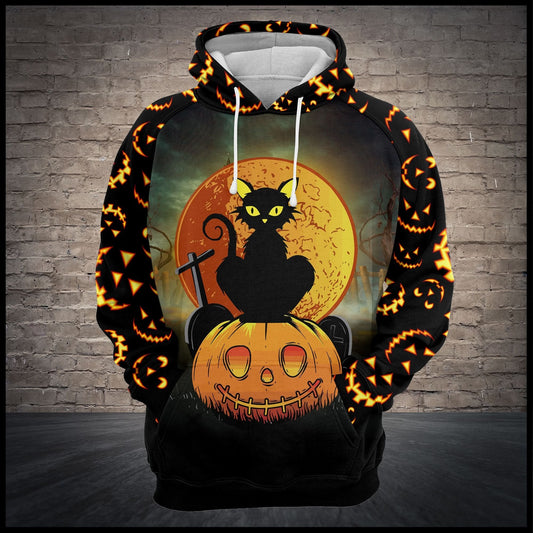 Black Cat Midnight Pumpkin Pullover Premium Hoodie, Perfect Outfit For Men And Women On Christmas New Year Autumn Winter