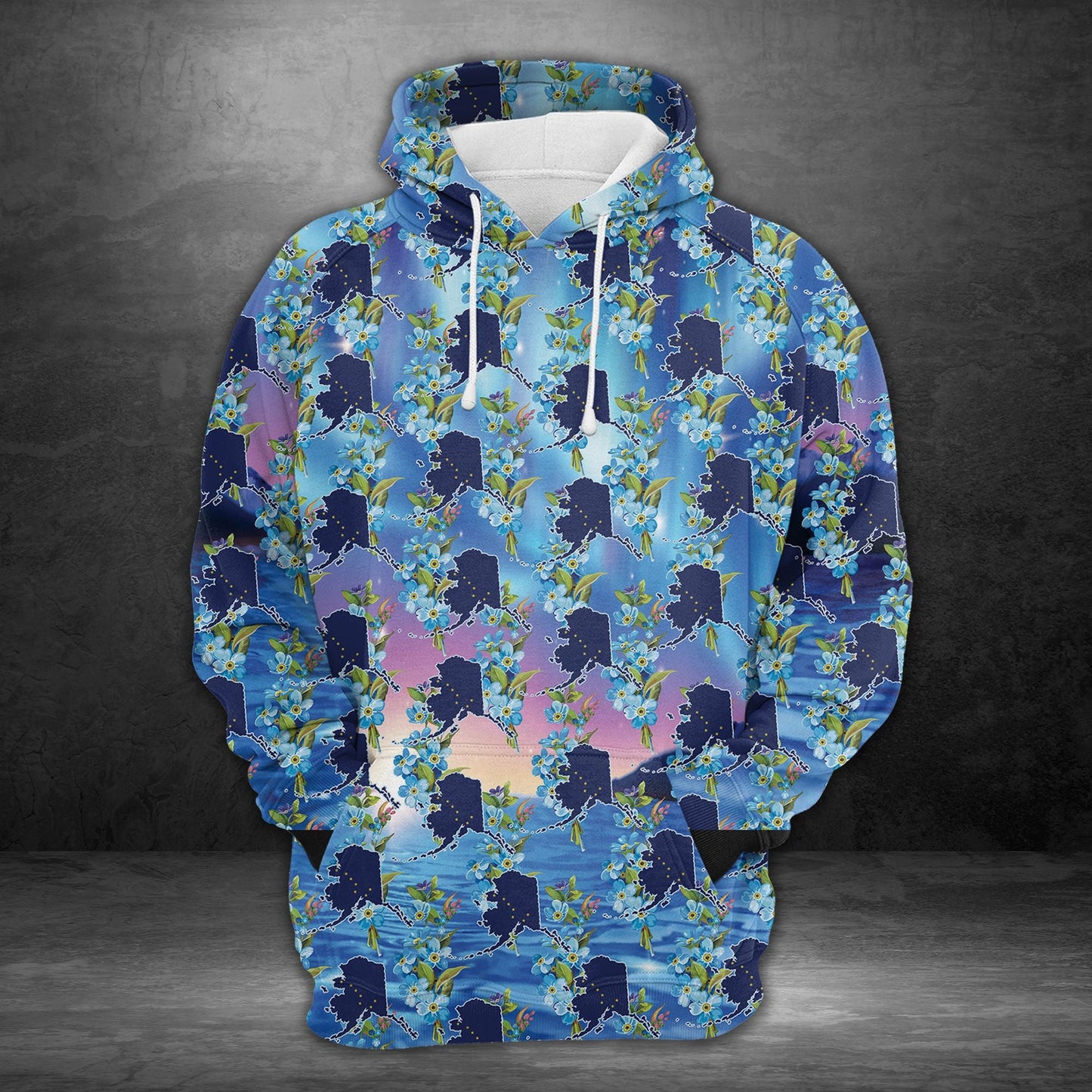 Alaska Pullover Premium Hoodie Myosotis Flower, Perfect Outfit For Men And Women On Christmas New Year Autumn Winter