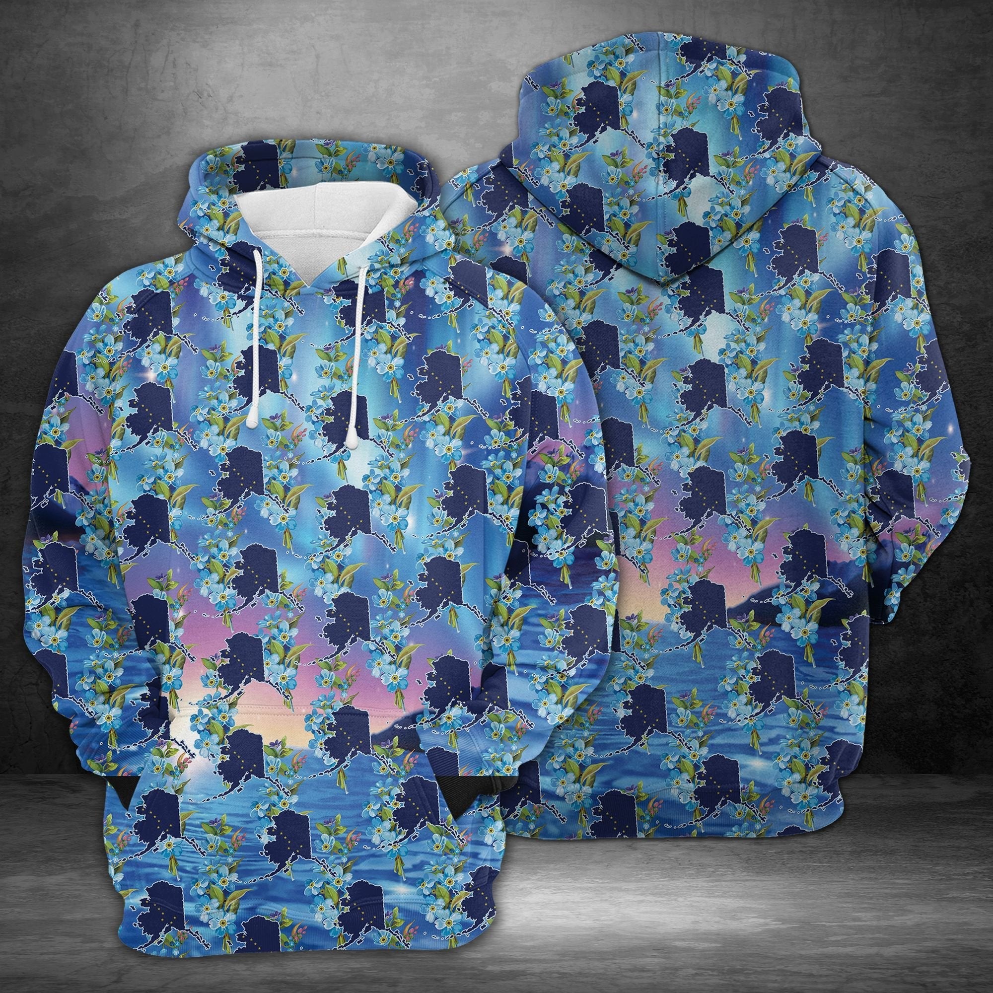 Alaska Pullover Premium Hoodie Myosotis Flower, Perfect Outfit For Men And Women On Christmas New Year Autumn Winter