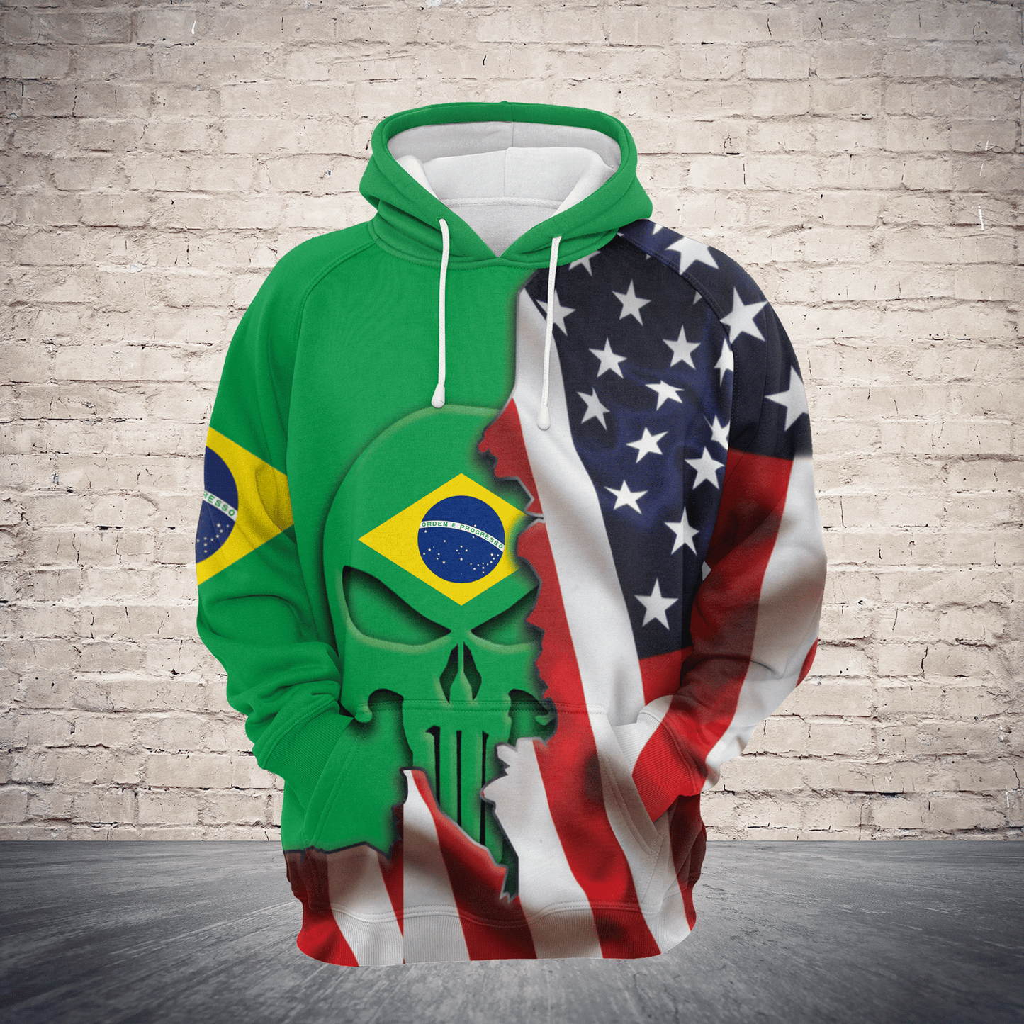 Brazil Proud Skull Pullover Halloween Premium Hoodie, Perfect Outfit For Men And Women On Christmas New Year Autumn Winter