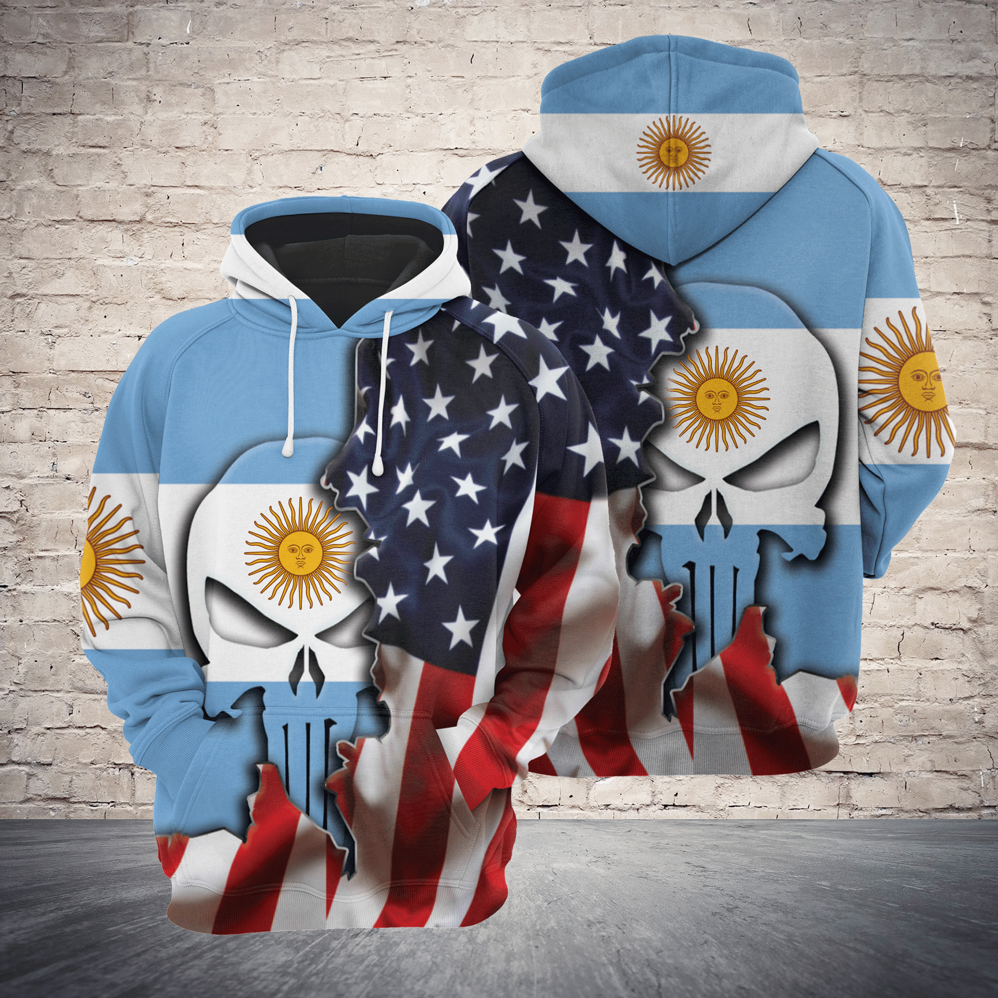 Argentina Proud Skull Pullover Premium Hoodie, Perfect Outfit For Men And Women On Christmas New Year Autumn Winter