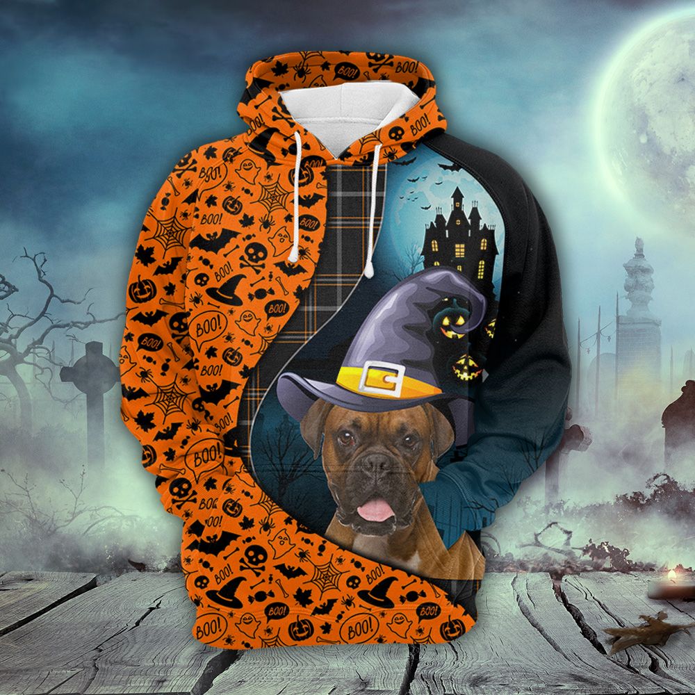 Boxer And Halloween Pattern Pullover Halloween Premium Hoodie, Perfect Outfit For Men And Women On Christmas New Year Autumn Winter