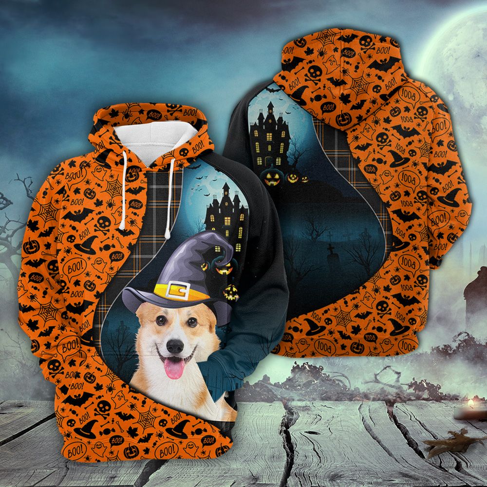 Pembroke Welsh Corgi Halloween Pattern Pullover Premium Hoodie, Perfect Outfit For Men And Women On Christmas New Year Autumn Winter