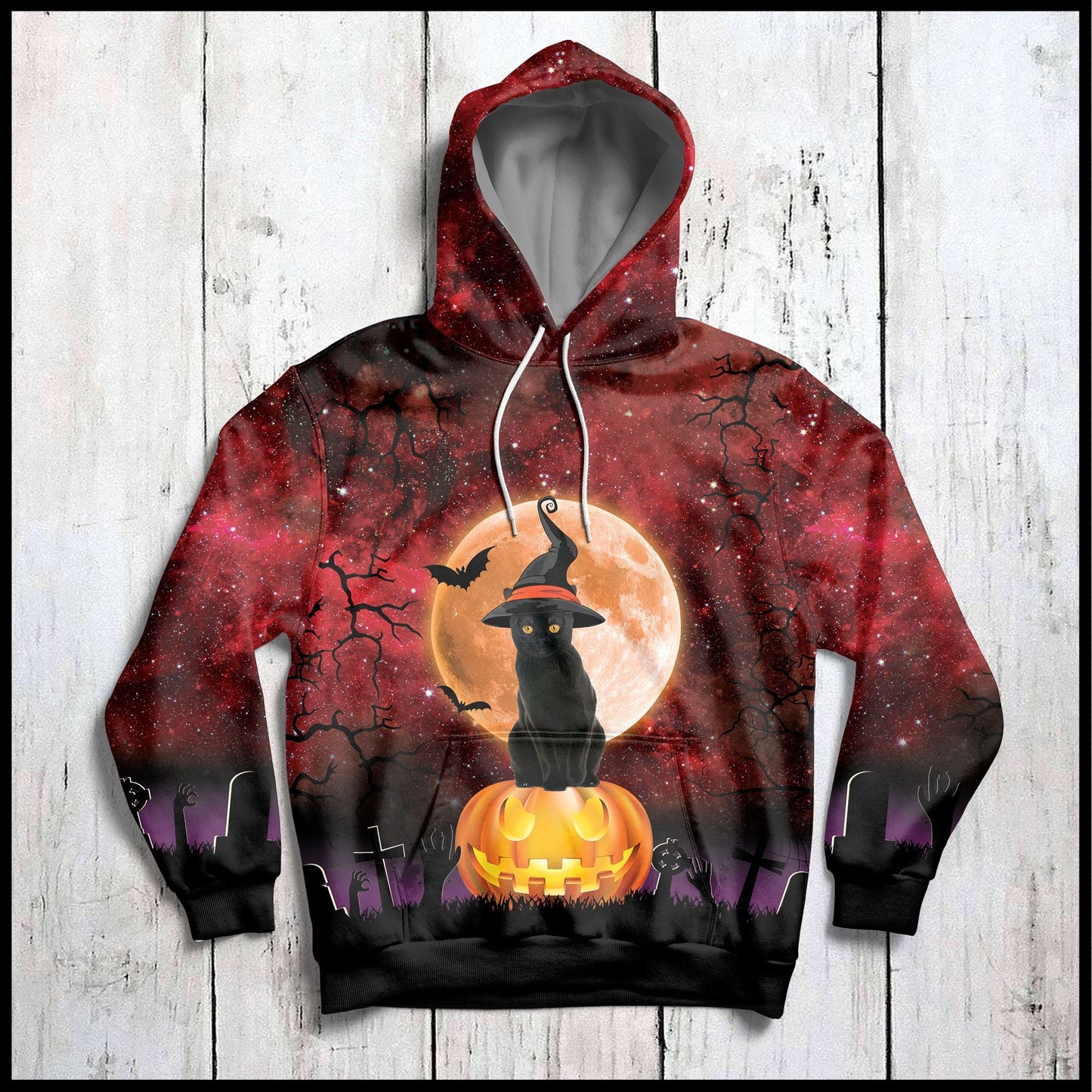 Black Cat Halloween Red Sky Pullover Premium Hoodie, Perfect Outfit For Men And Women On Christmas New Year Autumn Winter