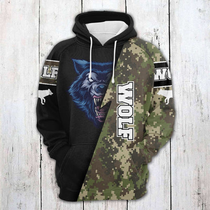 Blue Wolf Camo Pullover Premium Hoodie, Perfect Outfit For Men And Women On Christmas New Year Autumn Winter