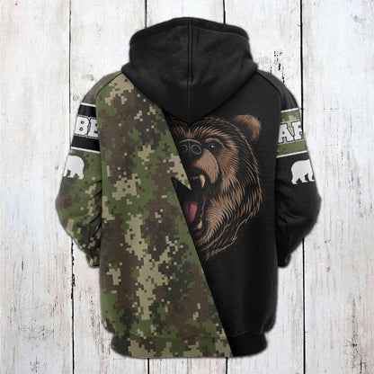 Bear And Camouflage Pattern Pullover Premium Hoodie, Perfect Gift And Outfit For Bear Lovers