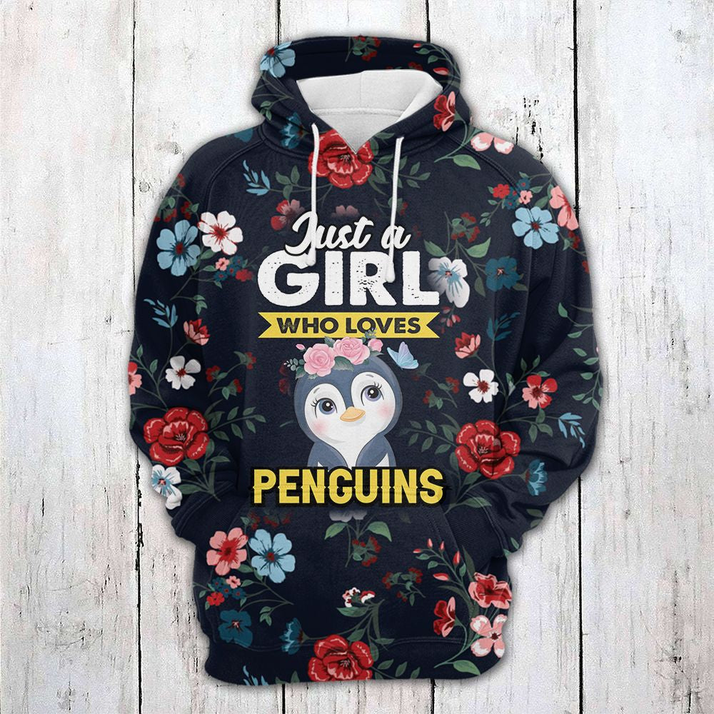 Penguin Tropical Floral Pullover Premium Hoodie, Perfect Outfit For Men And Women On Christmas New Year Autumn Winter