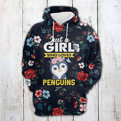Penguin Tropical Floral Pullover Premium Hoodie, Perfect Outfit For Men And Women On Christmas New Year Autumn Winter