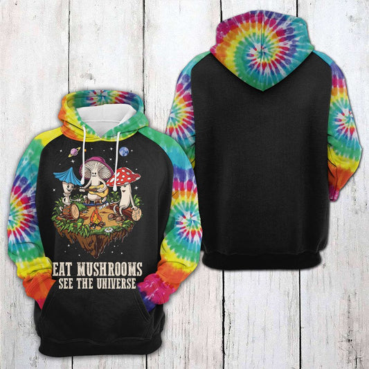 Hippie Mushrooms Pullover Premium Hoodie Eat Mushrooms See The Universe, Perfect Outfit For Men And Women On Christmas New Year Autumn Winter