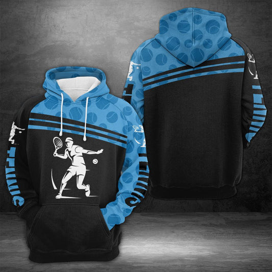 Tennis Blue Black Pullover Premium Hoodie, Perfect Outfit For Men And Women On Christmas New Year Autumn Winter