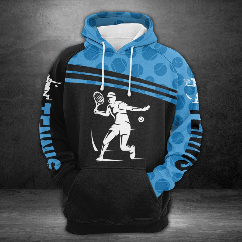 Tennis Blue Black Pullover Premium Hoodie, Perfect Outfit For Men And Women On Christmas New Year Autumn Winter