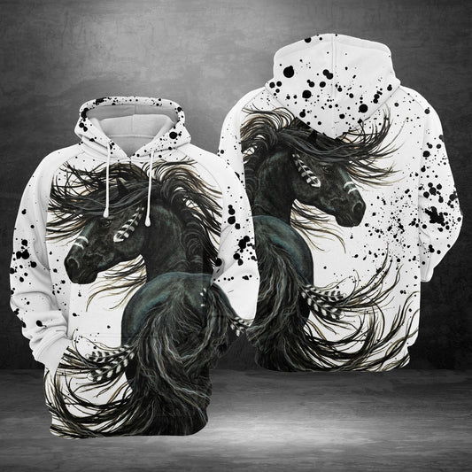 Awesome Black Horse Print Pullover Premium Hoodie, Perfect Outfit For Men And Women On Christmas New Year Autumn Winter