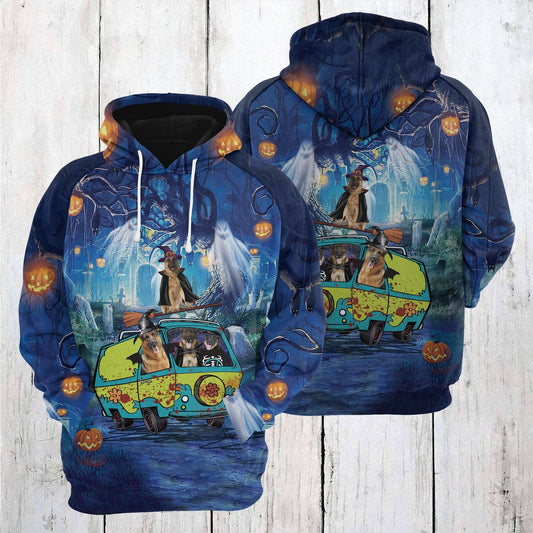 German Shepherd Night Halloween Pullover Premium Hoodie, Perfect Outfit For Men And Women On Christmas New Year Autumn Winter