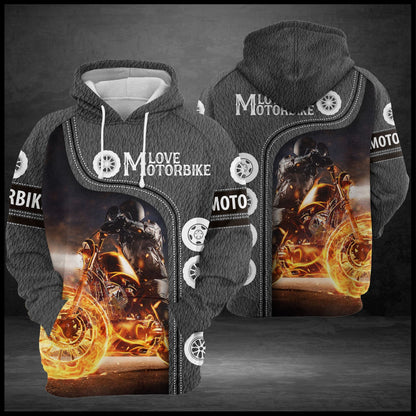 Motorbike Fire Pullover Premium Hoodie, Perfect Outfit For Men And Women On Christmas New Year Autumn Winter