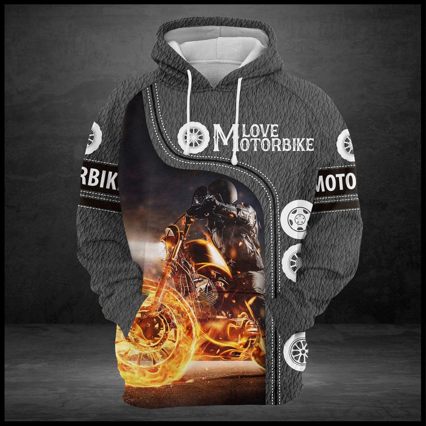Motorbike Fire Pullover Premium Hoodie, Perfect Outfit For Men And Women On Christmas New Year Autumn Winter