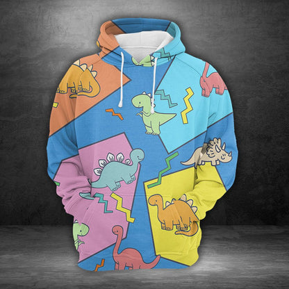 Colorful Cartoon Dinosaur Pullover Premium Hoodie, Perfect Outfit For Men And Women On Christmas New Year Autumn Winter
