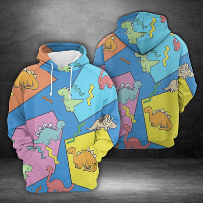 Colorful Cartoon Dinosaur Pullover Premium Hoodie, Perfect Outfit For Men And Women On Christmas New Year Autumn Winter
