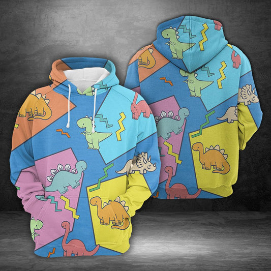 Colorful Cartoon Dinosaur Pullover Premium Hoodie, Perfect Outfit For Men And Women On Christmas New Year Autumn Winter