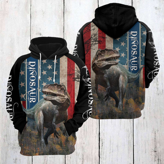 Dinosaur Awesome American Flag Pullover Premium Hoodie, Perfect Outfit For Men And Women On Christmas New Year Autumn Winter