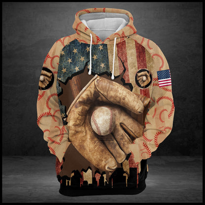 Baseball Vintage Pullover Premium Hoodie American Flag, Perfect Outfit For Men And Women On Christmas New Year Autumn Winter