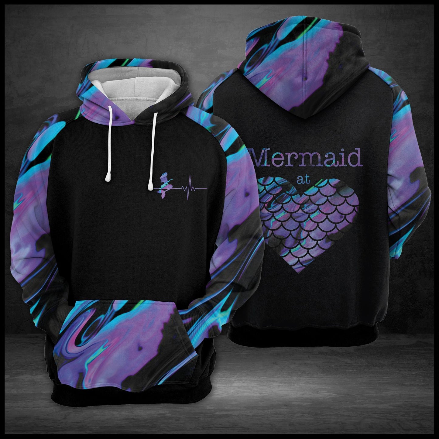 Mermaid At Heart Pullover Premium Hoodie, Perfect Outfit For Men And Women On Christmas New Year Autumn Winter