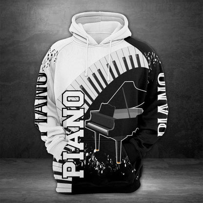 Piano Black White Pullover Premium Hoodie, Perfect Outfit For Men And Women On Christmas New Year Autumn Winter