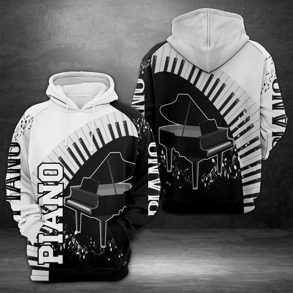 Piano Black White Pullover Premium Hoodie, Perfect Outfit For Men And Women On Christmas New Year Autumn Winter