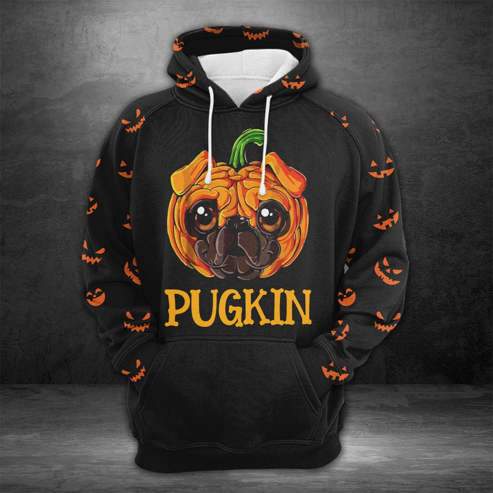 Pug Pumpkin Halloween Pullover Premium Hoodie, Perfect Outfit For Men And Women On Christmas New Year Autumn Winter