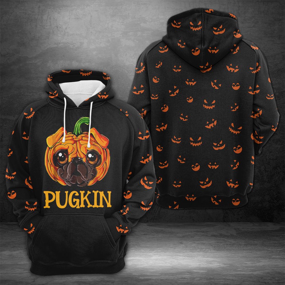Pug Pumpkin Halloween Pullover Premium Hoodie, Perfect Outfit For Men And Women On Christmas New Year Autumn Winter