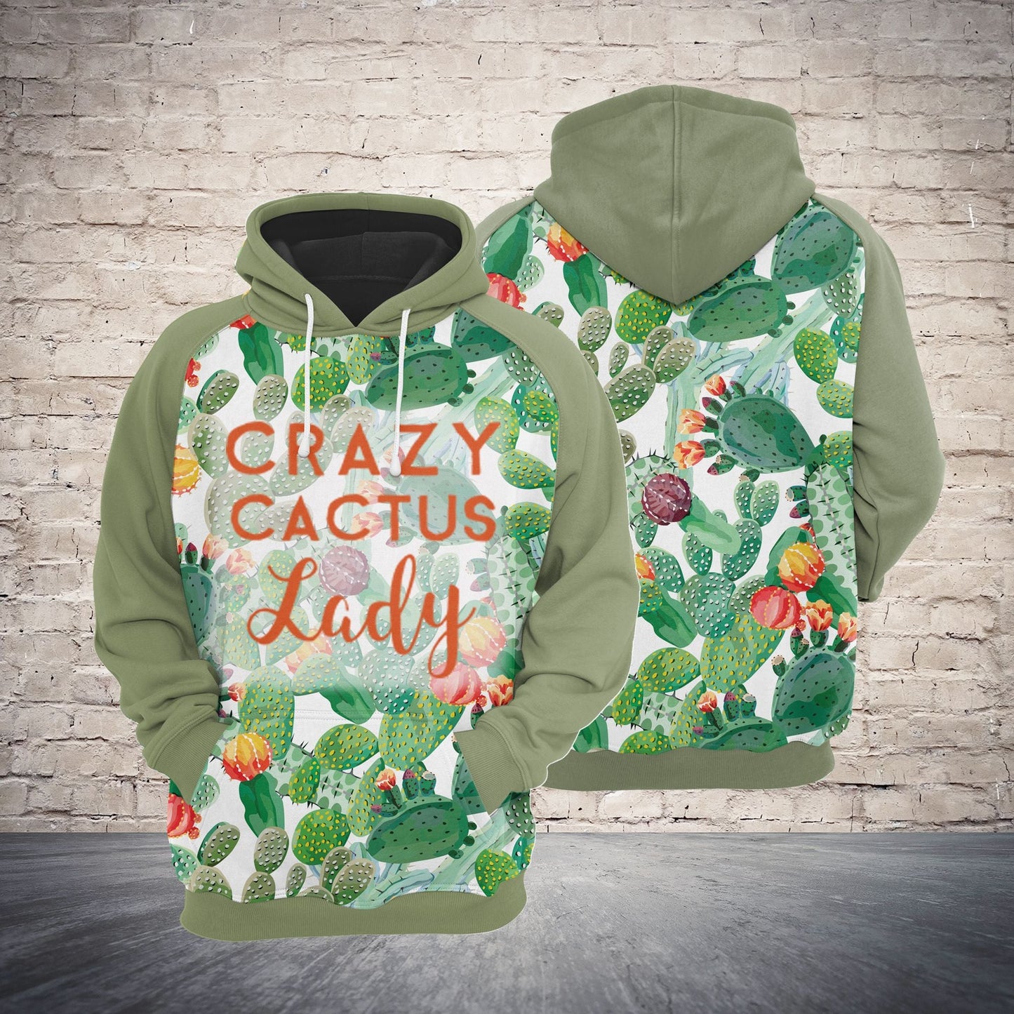 Cactus Pullover Premium Hoodie Crazy Cactus Lady, Perfect Outfit For Men And Women On Christmas New Year Autumn Winter