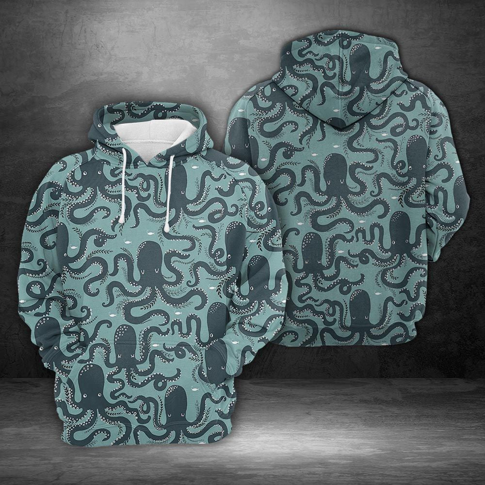 Octopus Pattern Pullover Premium Hoodie, Perfect Outfit For Men And Women On Christmas New Year Autumn Winter