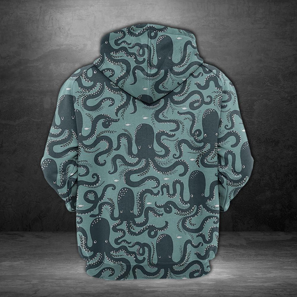Octopus Pattern Pullover Premium Hoodie, Perfect Outfit For Men And Women On Christmas New Year Autumn Winter