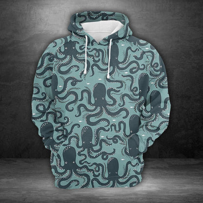 Octopus Pattern Pullover Premium Hoodie, Perfect Outfit For Men And Women On Christmas New Year Autumn Winter