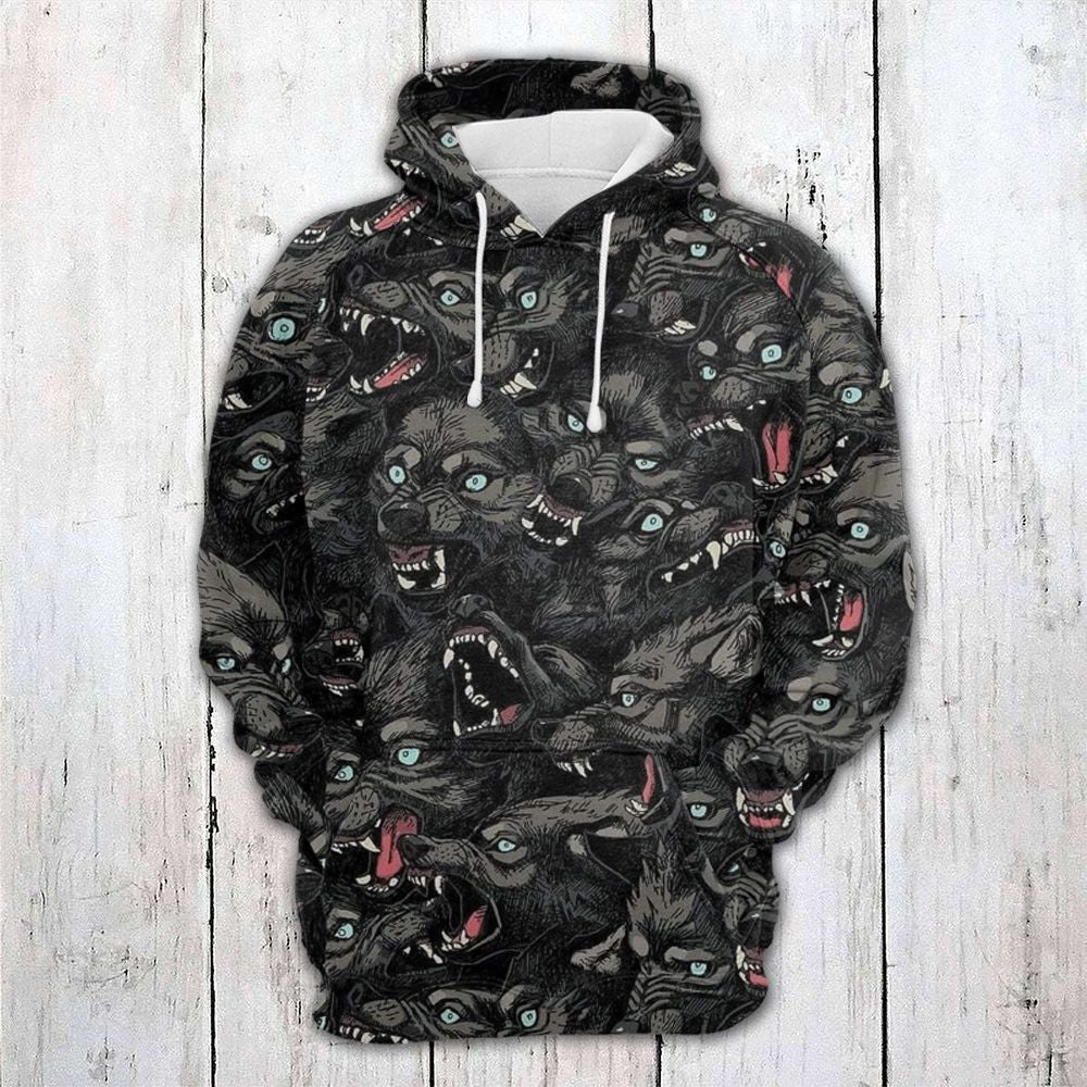 Black Angry Wolf Pullover Premium Hoodie, Perfect Outfit For Men And Women On Christmas New Year Autumn Winter