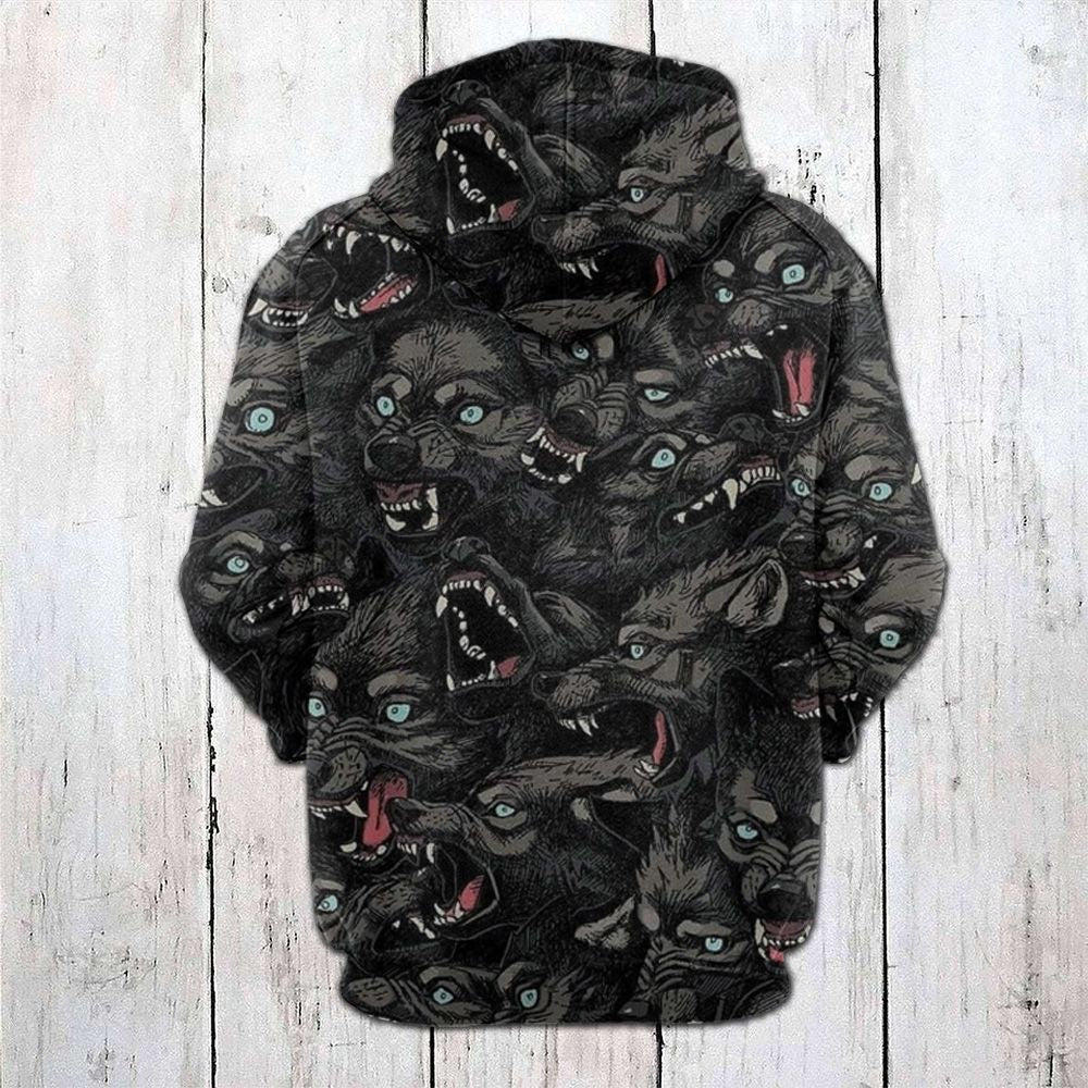 Black Angry Wolf Pullover Premium Hoodie, Perfect Outfit For Men And Women On Christmas New Year Autumn Winter