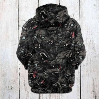 Black Angry Wolf Pullover Premium Hoodie, Perfect Outfit For Men And Women On Christmas New Year Autumn Winter