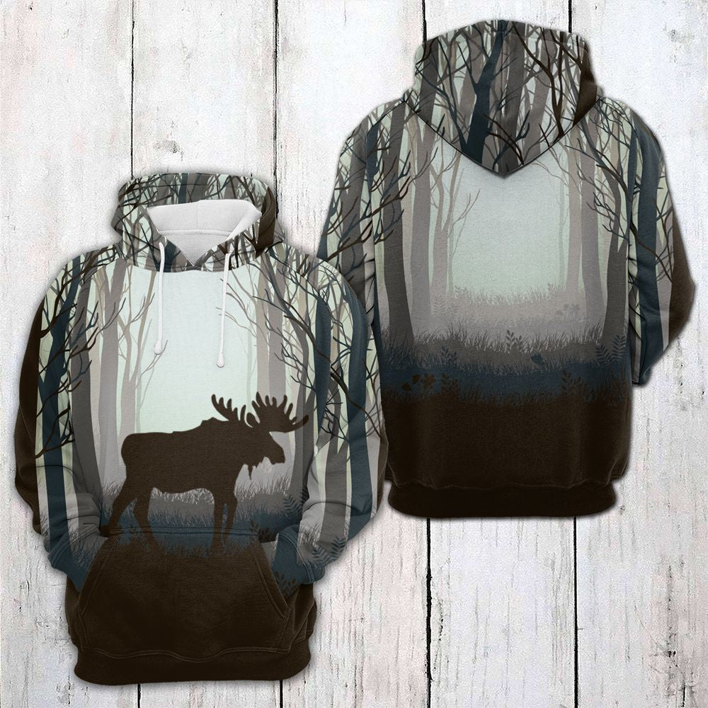 Moose In The Forest Pullover Premium Hoodie, Perfect Outfit For Men And Women On Christmas New Year Autumn Winter