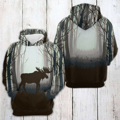 Moose In The Forest Pullover Premium Hoodie, Perfect Outfit For Men And Women On Christmas New Year Autumn Winter