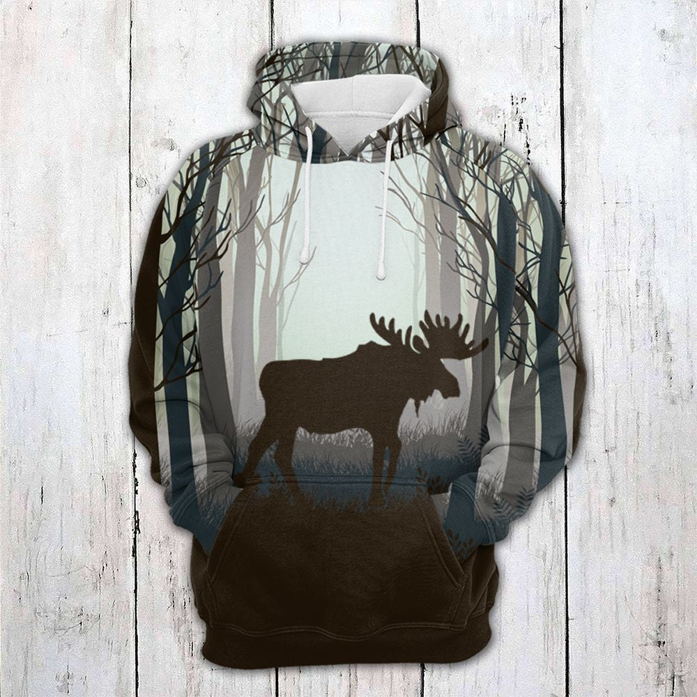 Moose In The Forest Pullover Premium Hoodie, Perfect Outfit For Men And Women On Christmas New Year Autumn Winter