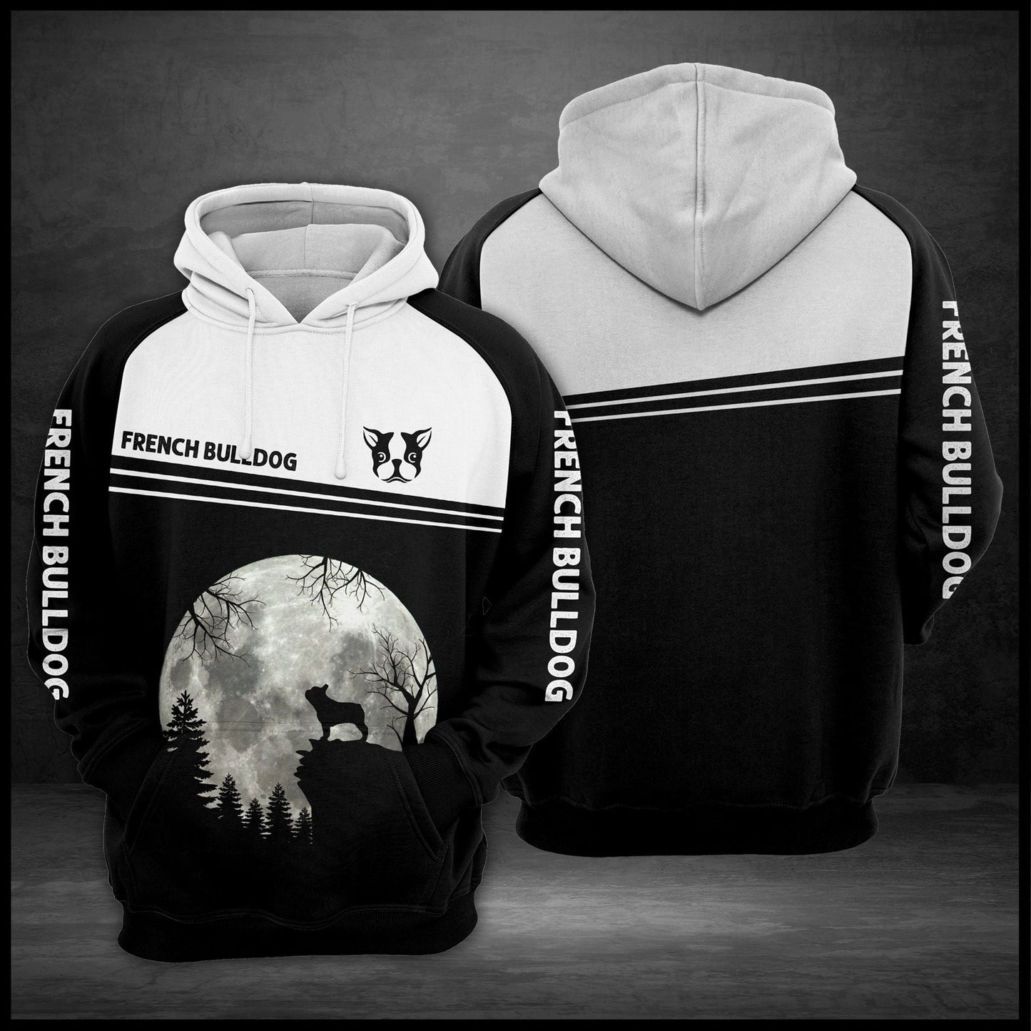 French Bulldog & Moon Lover Pullover Premium Hoodie, Perfect Outfit For Men And Women On Christmas New Year Autumn Winter
