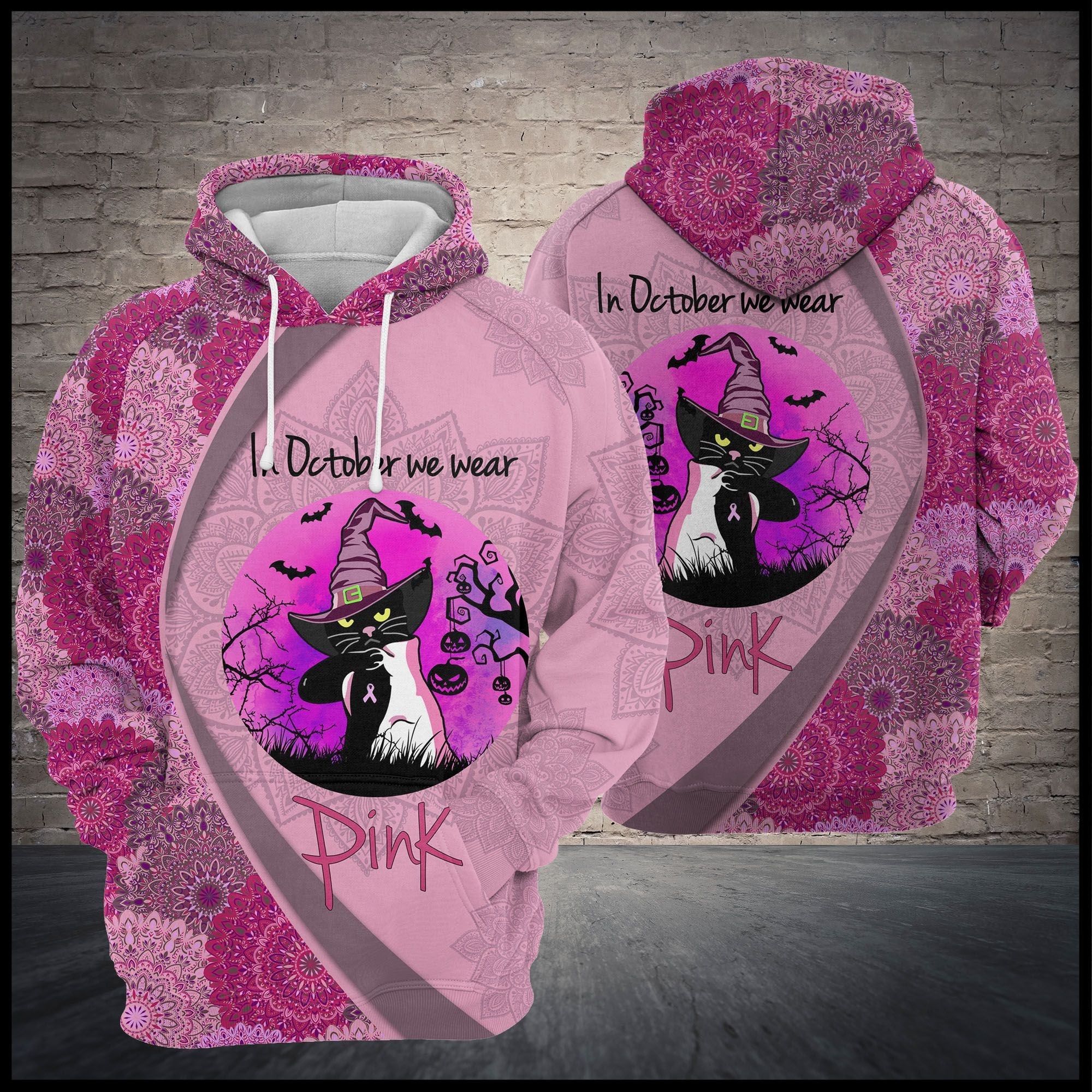 Black Cat Wears Pink Pullover Premium Hoodie, Perfect Outfit For Men And Women On Christmas New Year Autumn Winter