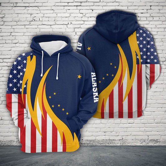 Alaska American Flag Pullover Premium Hoodie, Perfect Outfit For Men And Women On Christmas New Year Winter